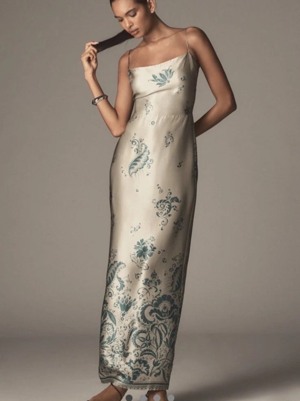 Reformation Frankie Silk Maxi Dress in Green